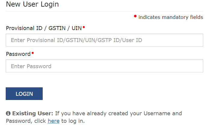 New User GST Login